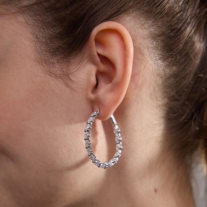 Oval Moissanite Inside Out Hoop Earrings
