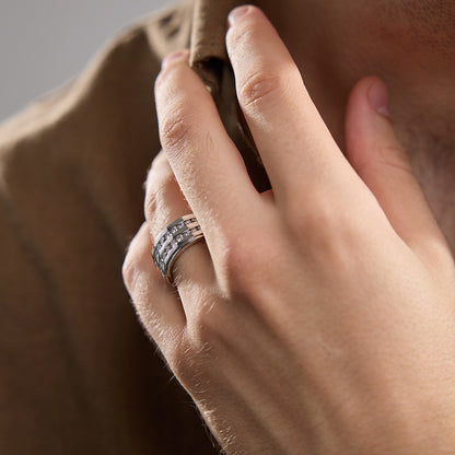 Round  Men's Double Row Channel Set Wedding Band