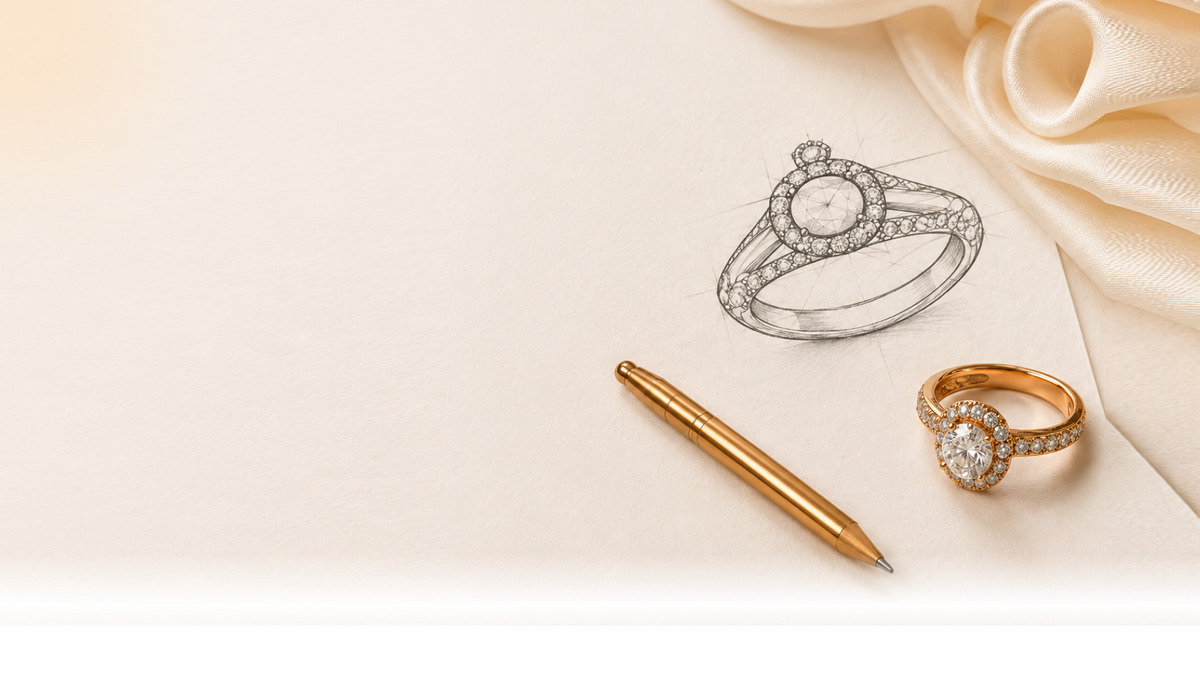 Custom ring sketch and finished ring