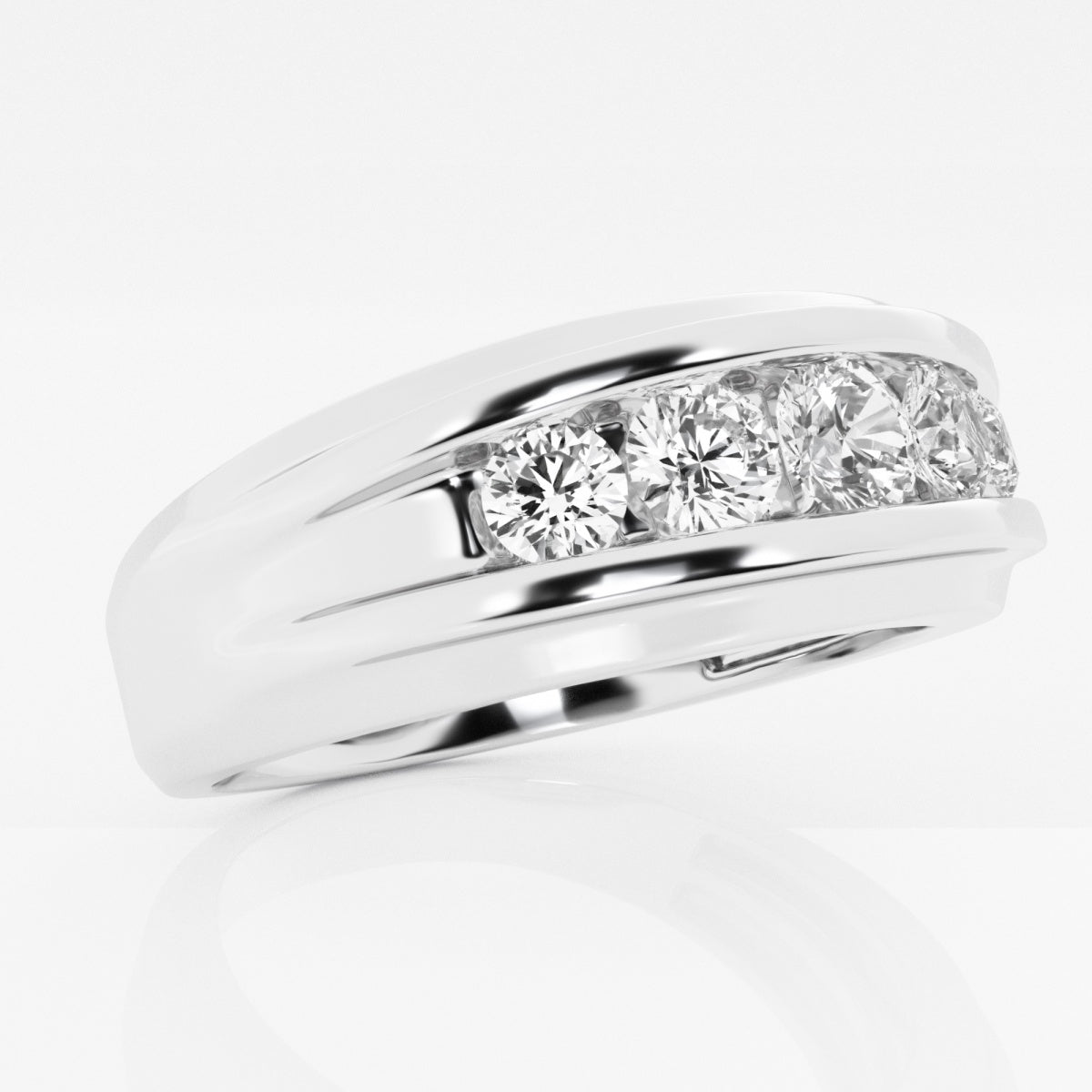 Round Men's Channel Set Wedding Band – view 3