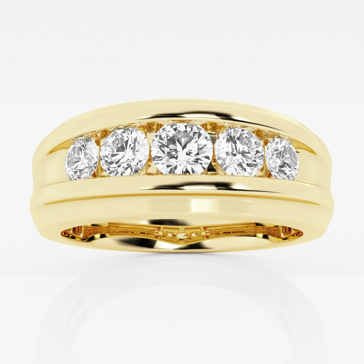 Round  Men's Channel Set Wedding Band