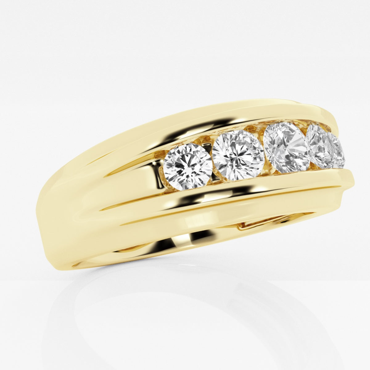 Round Men's Channel Set Wedding Band