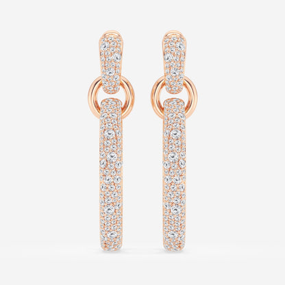 Round Moissanite Double Linked Hoop Earrings