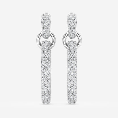 Round Moissanite Double Linked Hoop Earrings