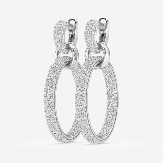 Round Moissanite Double Linked Hoop Earrings