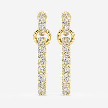 Round Moissanite Double Linked Hoop Earrings