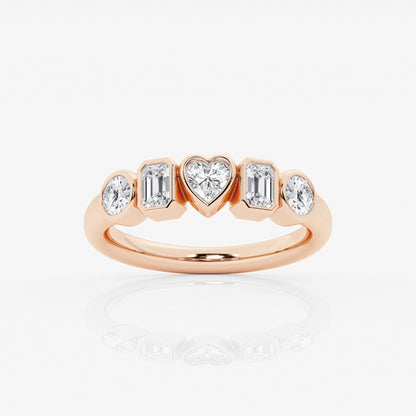 Multi-Shape Moissanite Bezel Five Stone Anniversary Band