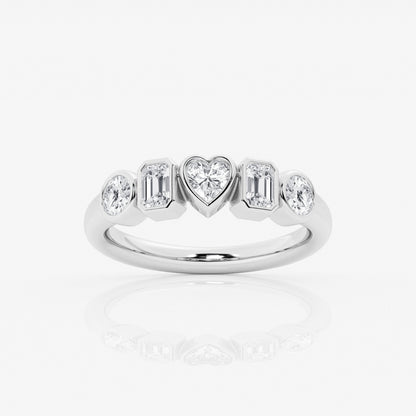 Multi-Shape Moissanite Bezel Five Stone Anniversary Band
