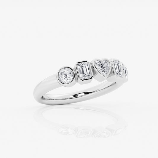 Multi-Shape Moissanite Bezel Five Stone Anniversary Band