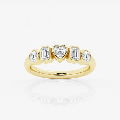 Multi-Shape Moissanite Bezel Five Stone Anniversary Band