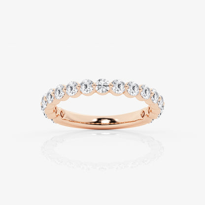 Round Moissanite Floating Demi Eternity Wedding Band