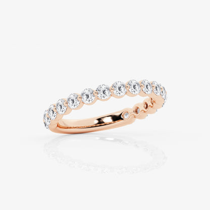 Round Moissanite Floating Demi Eternity Wedding Band