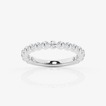 Round Moissanite Floating Demi Eternity Wedding Band