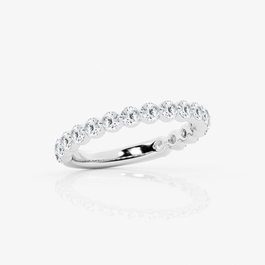 Round Moissanite Floating Demi Eternity Wedding Band