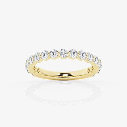 Round Moissanite Floating Demi Eternity Wedding Band