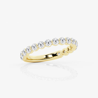 Round Moissanite Floating Demi Eternity Wedding Band