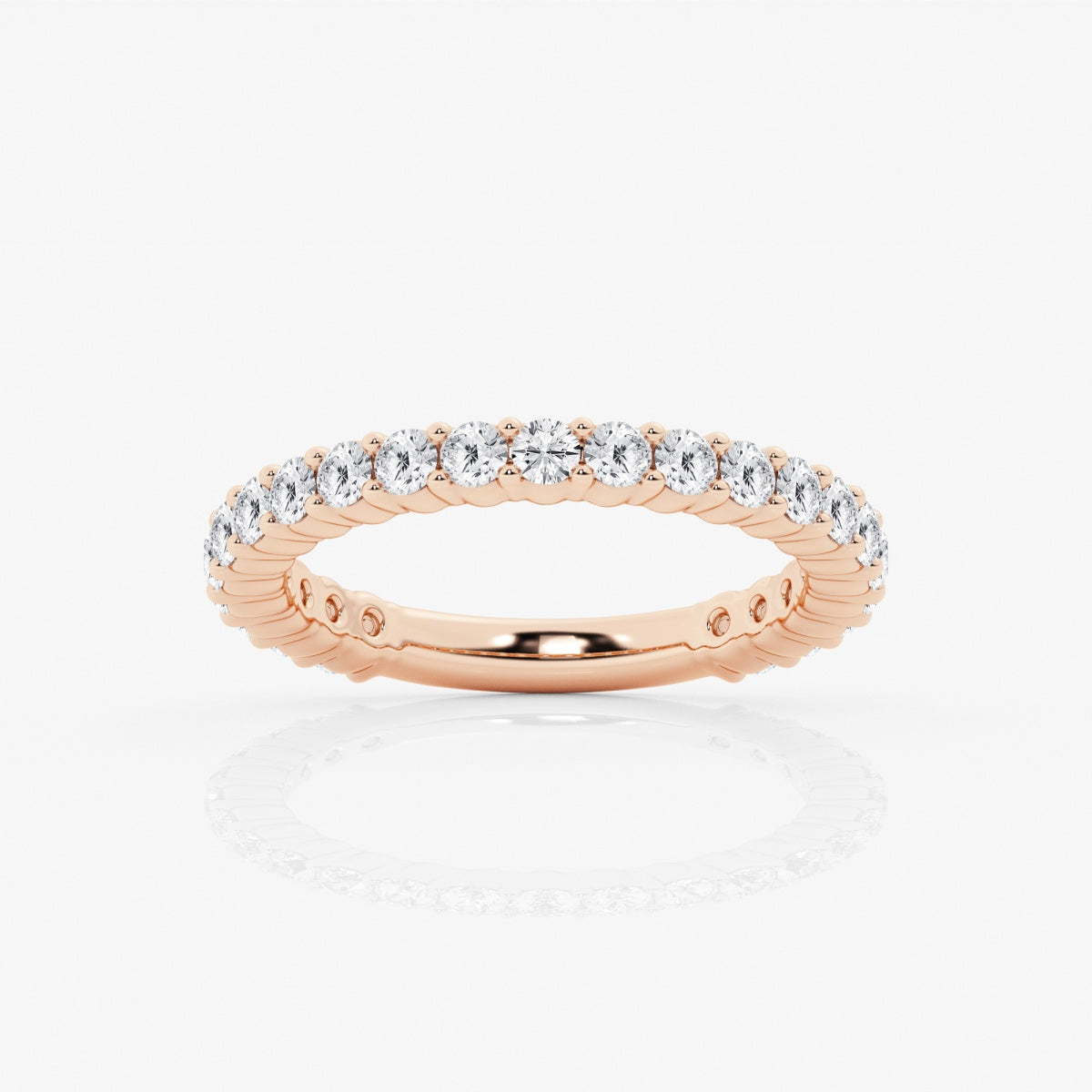 Round Moissanite Demi Eternity Shared Prong Wedding Band – view 7