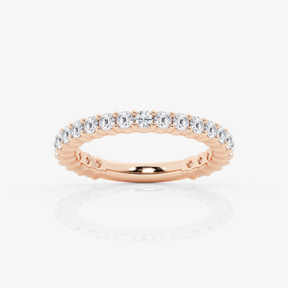 Round Moissanite Demi Eternity Shared Prong Wedding Band