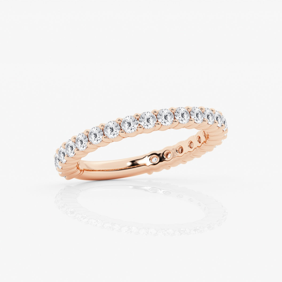 Round Moissanite Demi Eternity Shared Prong Wedding Band – view 6