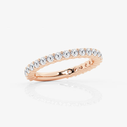 Round Moissanite Demi Eternity Shared Prong Wedding Band