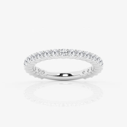 Round Moissanite Demi Eternity Shared Prong Wedding Band