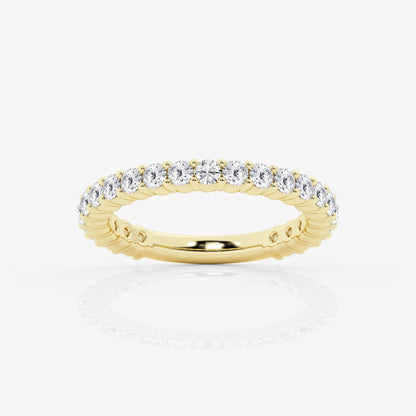 Round Moissanite Demi Eternity Shared Prong Wedding Band