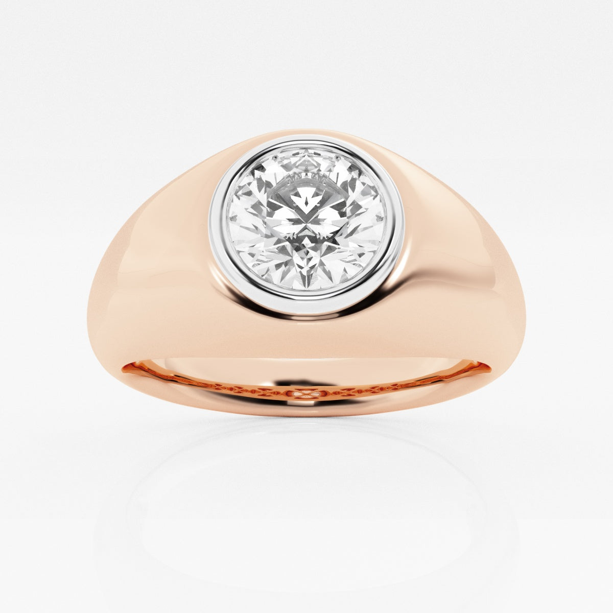 Round Moissanite Polished Solitaire Ring