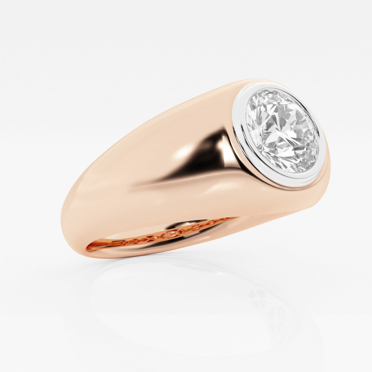 Round Moissanite Polished Solitaire Ring