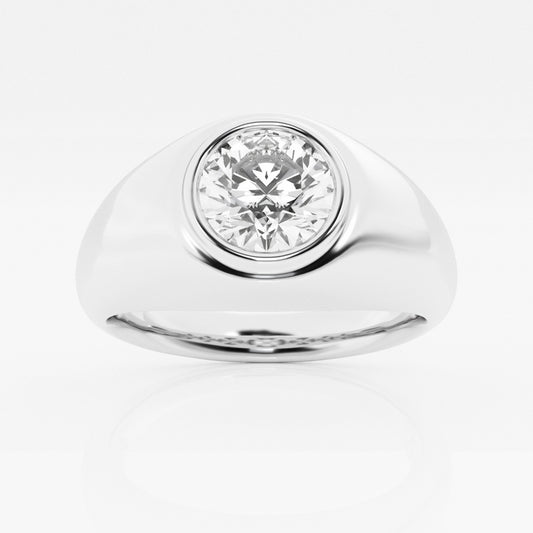 Round Moissanite Polished Solitaire Ring