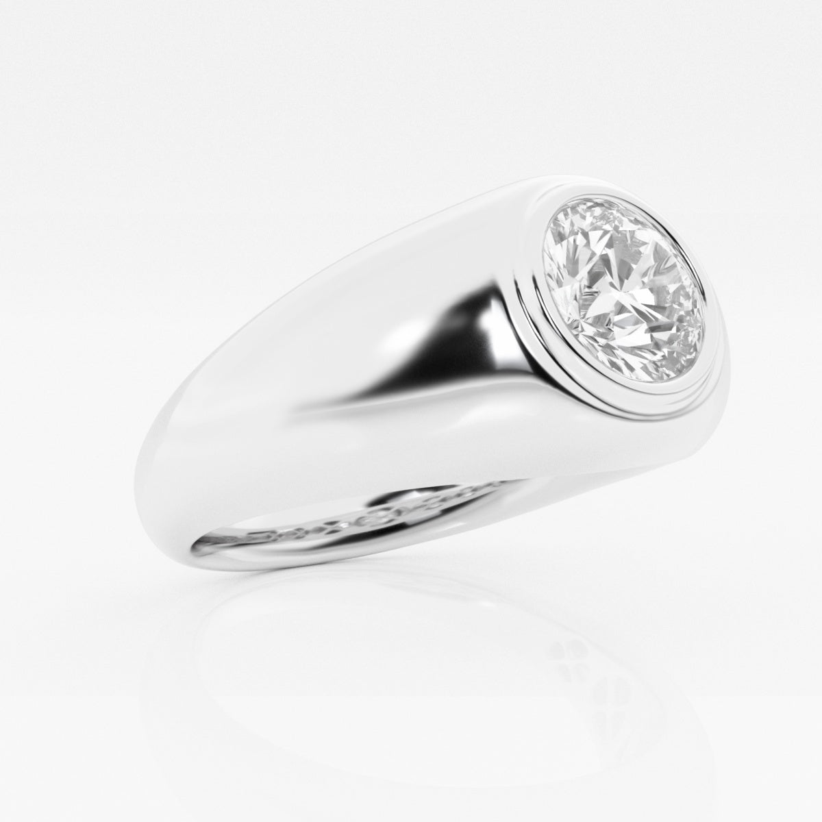 Round Moissanite Polished Solitaire Ring