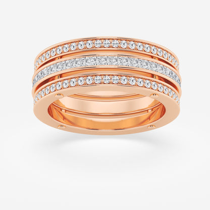 Princess and Round  Triple Row Eternity Band - 8.8mm Width