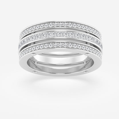 Princess and Round  Triple Row Eternity Band - 8.8mm Width