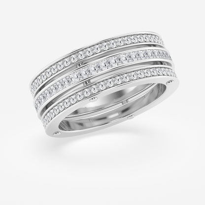 Princess and Round  Triple Row Eternity Band - 8.8mm Width