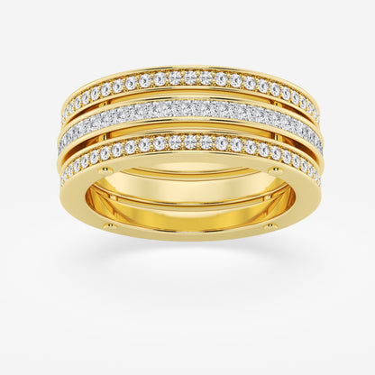 Princess and Round  Triple Row Eternity Band - 8.8mm Width