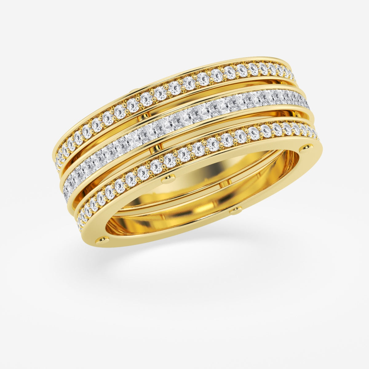 Princess and Round Triple Row Eternity Band - 8.8mm Width – view 8