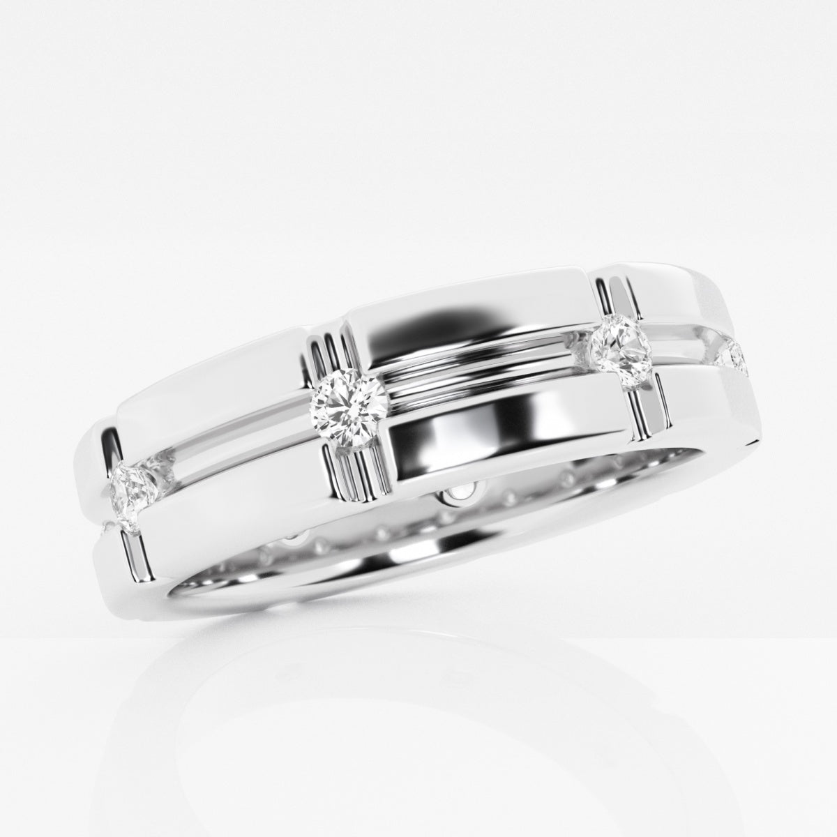 Round Moissanite Men's Wedding Band – view 5