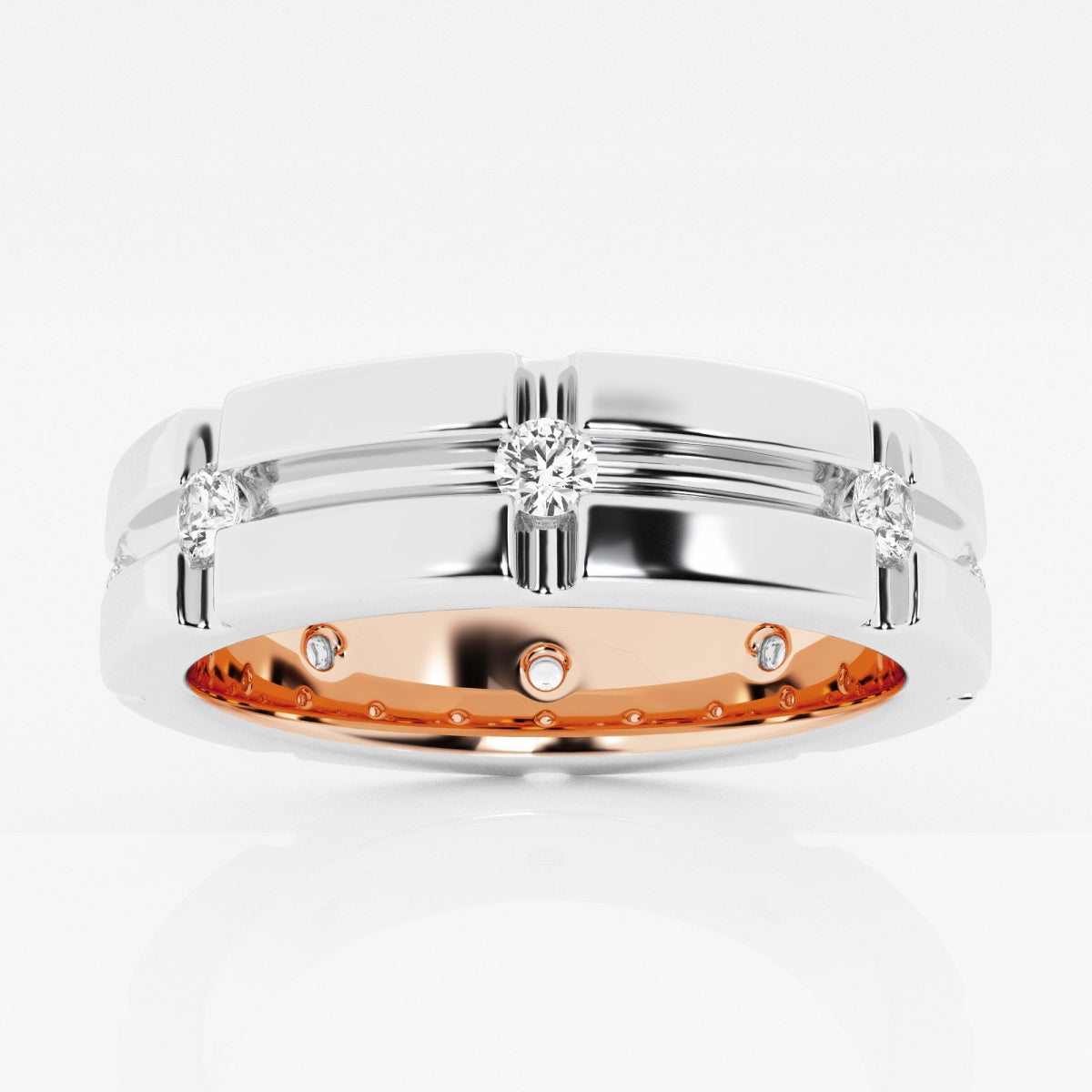 Round Moissanite Men's Wedding Band – view 2