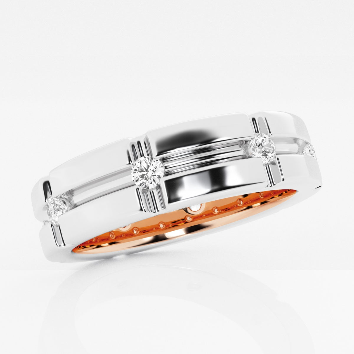 Round Moissanite Men's Wedding Band – view 5