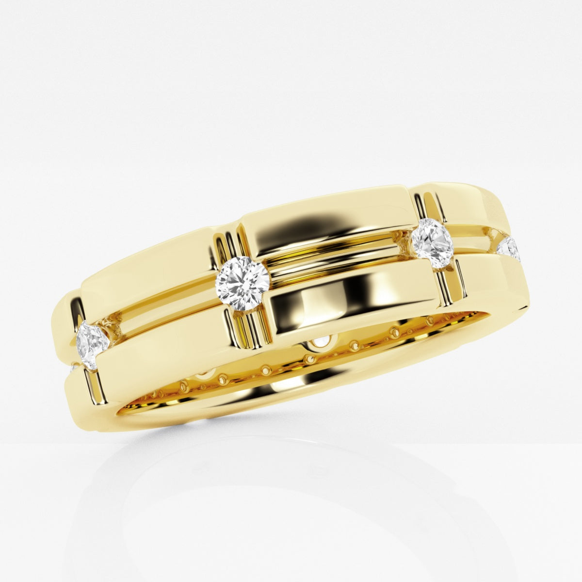 Round Moissanite Men's Wedding Band – view 4
