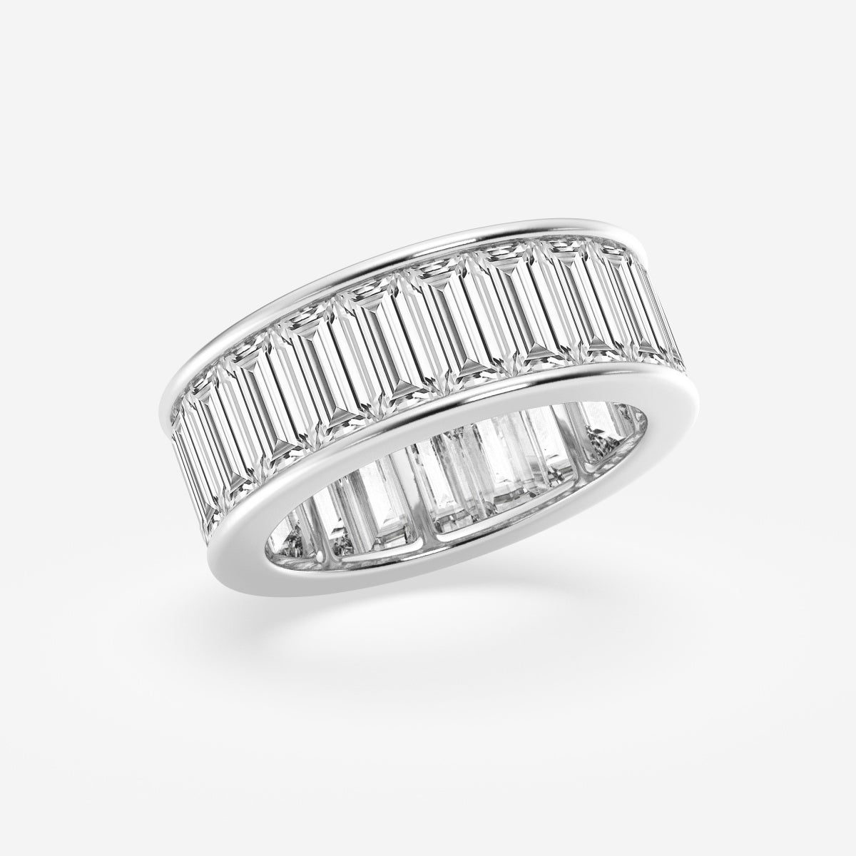 Baguette Moissanite Channel Set Eternity Band - 7.5mm Width – view 7