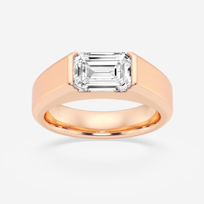 Half Bezel Men's Solitaire Brushed Finish Wedding Band