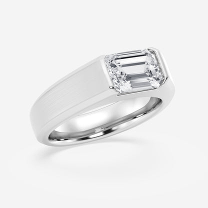 Half Bezel Men's Solitaire Brushed Finish Wedding Band