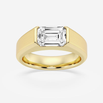 Half Bezel Men's Solitaire Brushed Finish Wedding Band