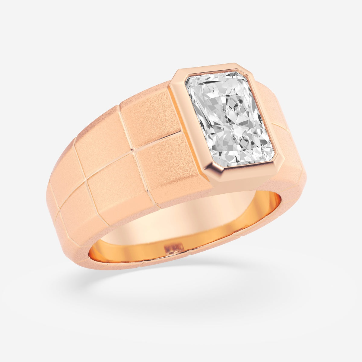 Radiant Men's Solitaire Sandblast Finish Wedding Band – view 2