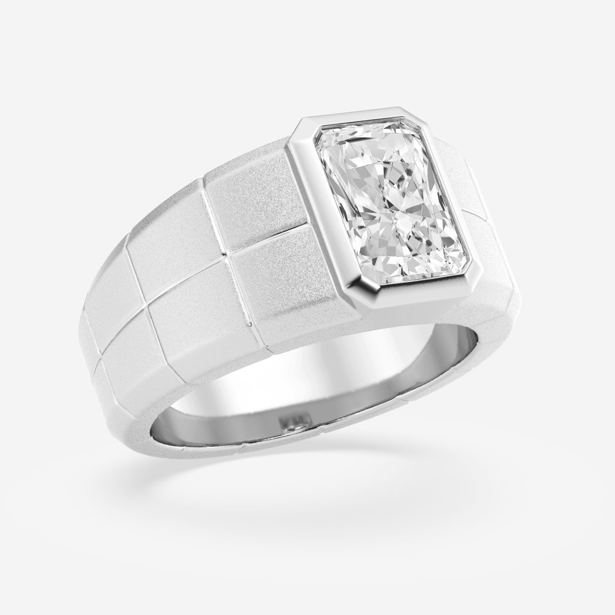 Radiant Men's Solitaire Sandblast Finish Wedding Band – view 4