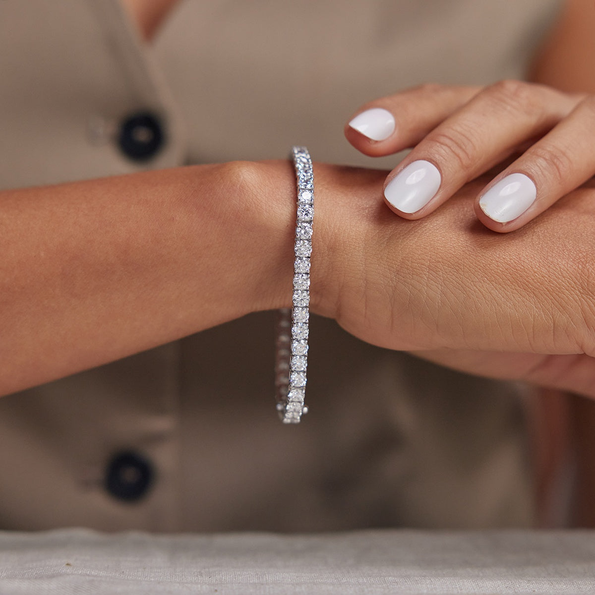 Round Moissanite Four-Prong Tennis Bracelet – view 5