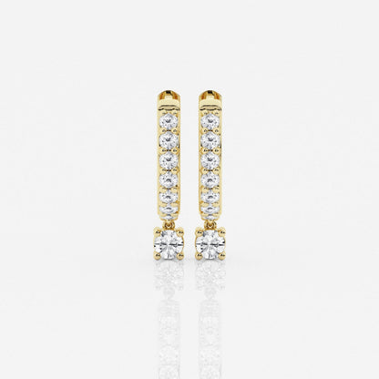 Round Moissanite Hoop Earrings 14K White Gold, FG, VS2+