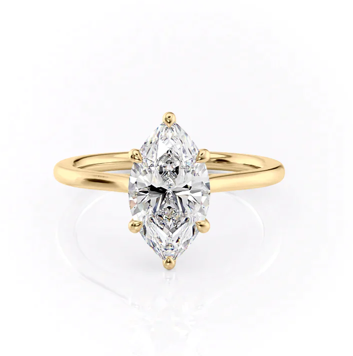3 Carat Marquise Cut Lab Diamond Engagement Ring with a Solitaire Band – view 2
