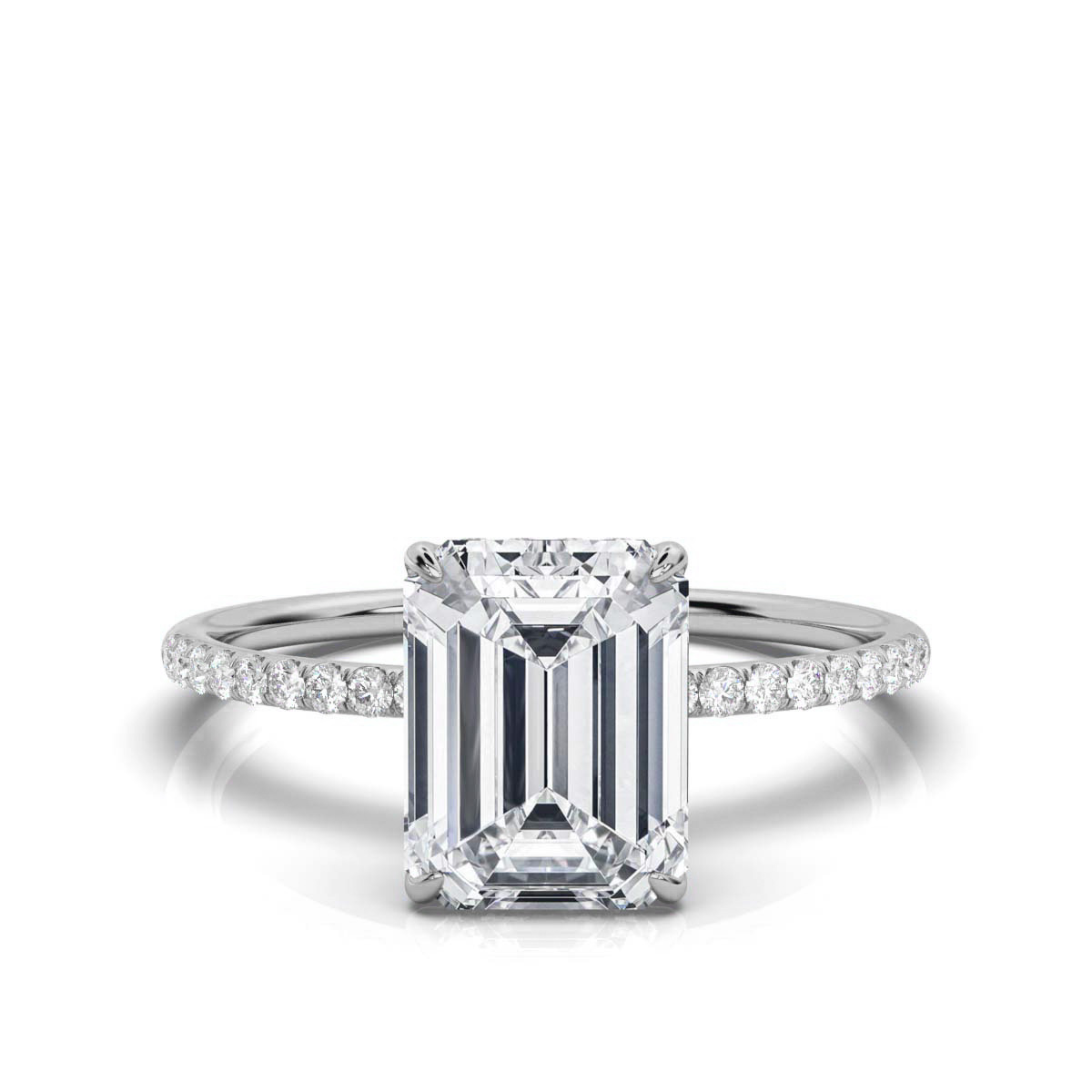 4 Carat Emerald Cut Ring with Pavé Band