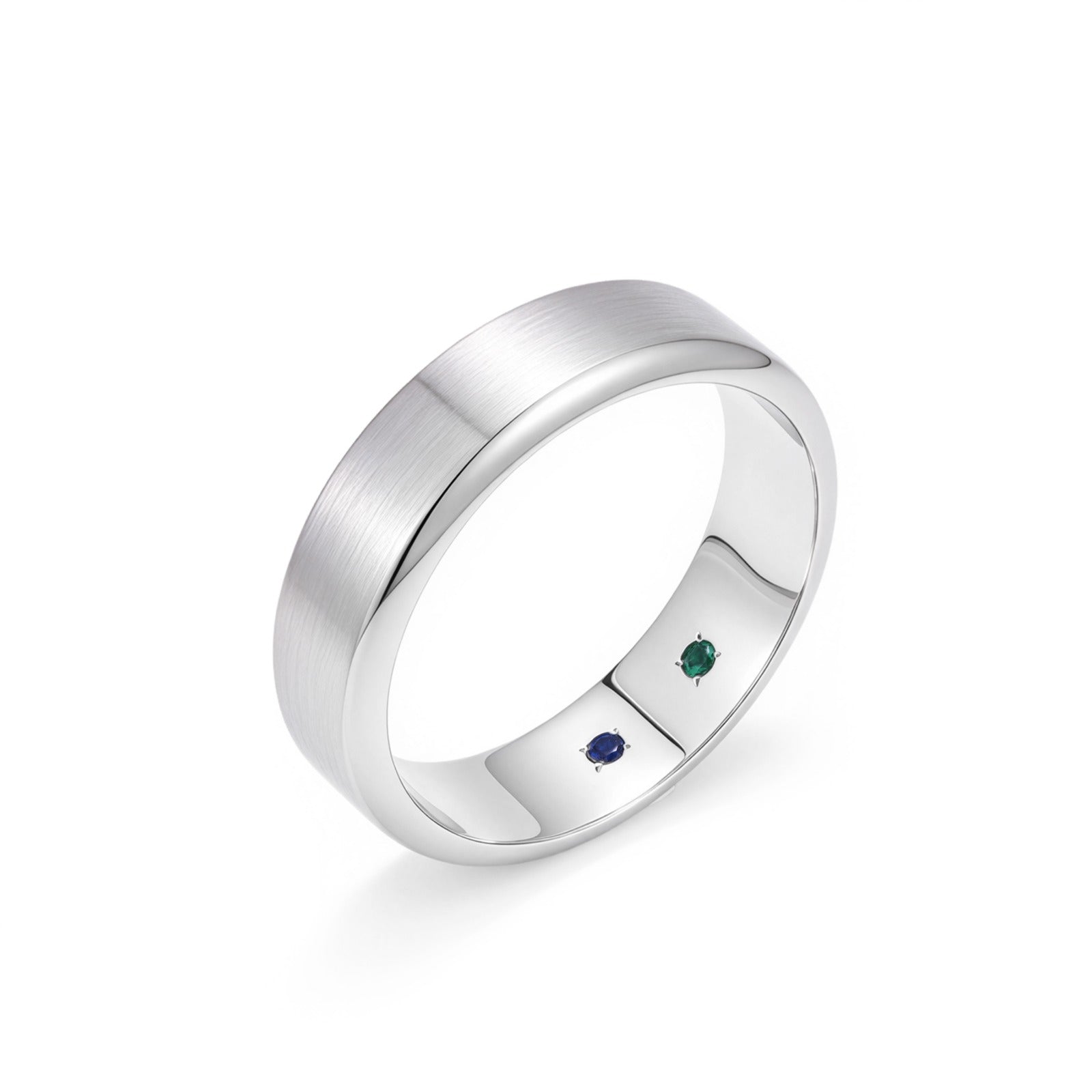 Men’s Platinum Wedding Band with Hidden Gemstones – view 3